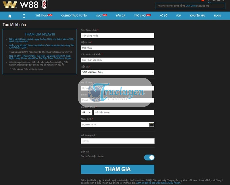 w88 sign up